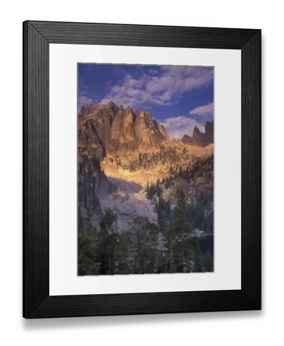 Framed Print : Monte Verita Peak, Long Mountain, and Warbonnet Peak above Upper Baron Lake in Framed Print : Monte Verita Peak, Long Mountain, and Warbonnet Peak above Upper Baron Lake in