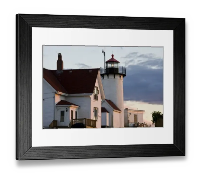 Framed Print : USA, Massachusetts, Cape Ann, Gloucester. Eastern Point Lighthouse, dusk Framed Print : USA, Massachusetts, Cape Ann, Gloucester. Eastern Point Lighthouse, dusk