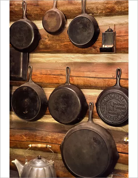 USA, Montana, Little Belt Mountains, Lewis and Clark National Forest. Kitchen skillets