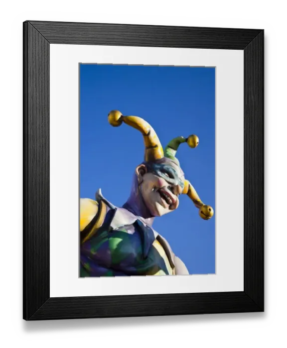 Framed Print : USA, Louisiana, New Orleans. Riverwalk, Mardi Gras jester statue Framed Print : USA, Louisiana, New Orleans. Riverwalk, Mardi Gras jester statue
