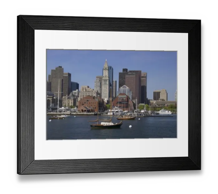 Framed Print : USA, New England, Massachusetts, Boston, Long Wharf, Lewis Wharf, Boston Harbor