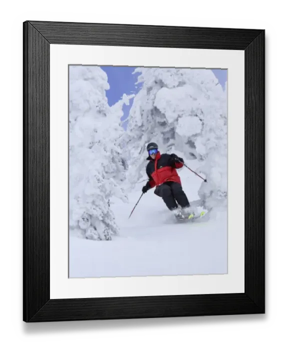 Framed Print : Skier enjoying a fine powder day on Big Moutain Resort near Whitefish Montana (MR) Framed Print : Skier enjoying a fine powder day on Big Moutain Resort near Whitefish Montana (MR)