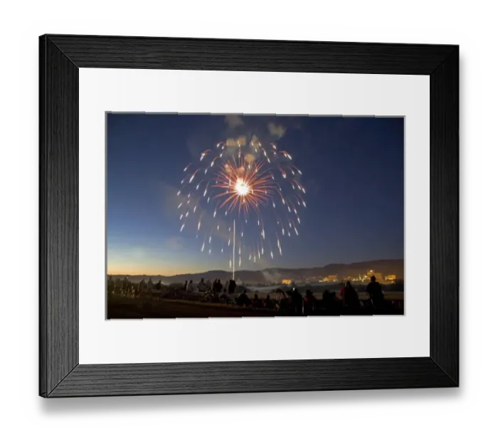 Framed Print : People watch a Fourth of July fireworks display in Boise, Idaho Framed Print : People watch a Fourth of July fireworks display in Boise, Idaho