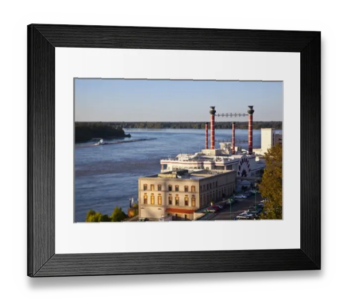 Framed Print : USA, Mississippi, Vicksburg. Ameristar Casino and Mississippi River, late afternoon Framed Print : USA, Mississippi, Vicksburg. Ameristar Casino and Mississippi River, late afternoon