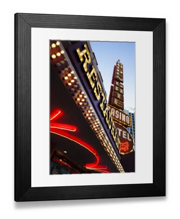 Framed Print : USA, Nevada, Las Vegas, Downtown, Fremont Street, sign to the Golden Gate Casino