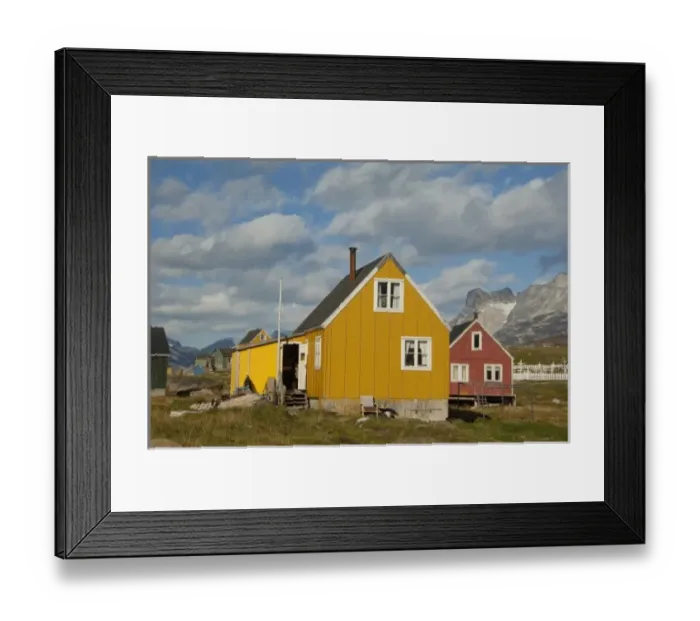 Framed Print : Greenland, Prince Christian Sound (aka Prins Christian Sund). Small remote fishing