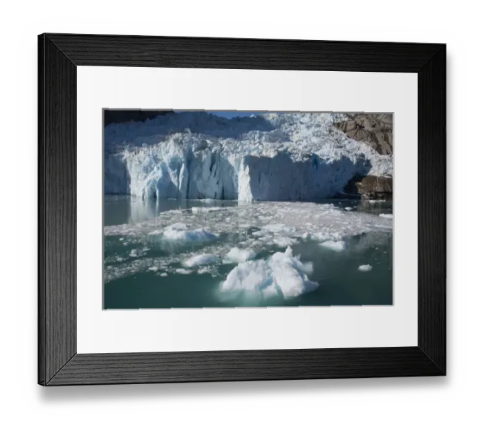 Framed Print : Greenland, Southeast coast, Skjoldungen Fjord. Receding Greenland glacier Framed Print : Greenland, Southeast coast, Skjoldungen Fjord. Receding Greenland glacier