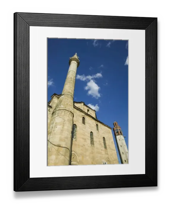 Framed Print : KOSOVO, Prishtina. Exterior of the Jashar Pasha Mosque and Turkish Quarter Clock Tower