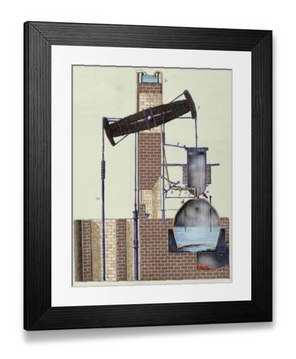 Framed Print : Newcomen steam engine invented by Thomas Newcomen in 1712. It consisted of a pump Framed Print : Newcomen steam engine invented by Thomas Newcomen in 1712. It consisted of a pump
