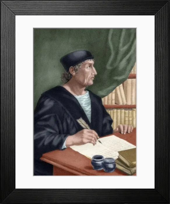 Framed Print : Nebrija, Elio Antonio de (1441-1522). Spanish Humanist. Colored engraving