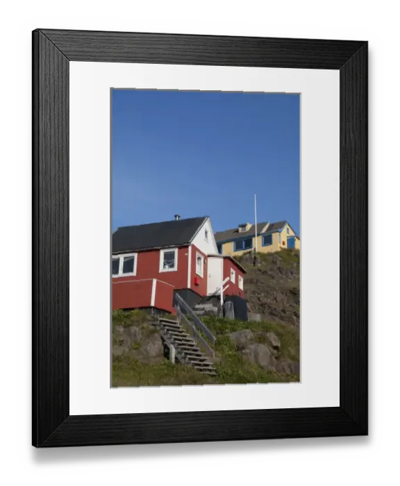 Framed Print : Greenland, Qaqortoq. South Greenlands largest town with almost 3, 000 inhabitants Framed Print : Greenland, Qaqortoq. South Greenlands largest town with almost 3, 000 inhabitants