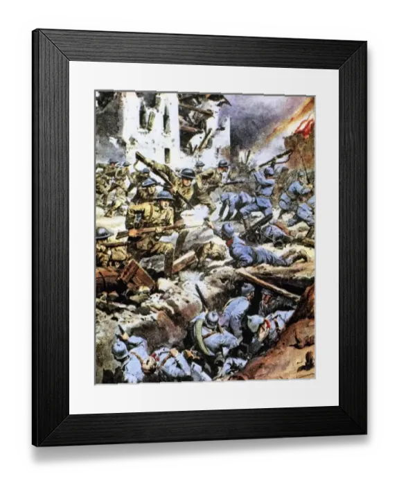 Framed Print : Historic. World War I (1914-1918). Attack of the allied troops in the area of Verdun Framed Print : Historic. World War I (1914-1918). Attack of the allied troops in the area of Verdun
