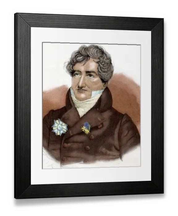 Framed Print : Cuvier, Georges (1769-1832). French naturalist. Engraving by A. Closs. Colored Framed Print : Cuvier, Georges (1769-1832). French naturalist. Engraving by A. Closs. Colored