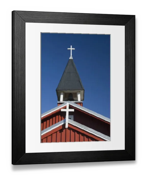 Framed Print : Greenland, Eriks Fjord (aka Eriksfjord), Brattahlid (aka Qassiarsuk). Modern village church Framed Print : Greenland, Eriks Fjord (aka Eriksfjord), Brattahlid (aka Qassiarsuk). Modern village church