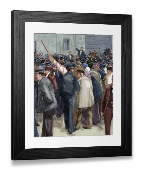 Framed Print : Labor movement. Meeting held on May 1890 in Barcelona. The civil governor greets Framed Print : Labor movement. Meeting held on May 1890 in Barcelona. The civil governor greets
