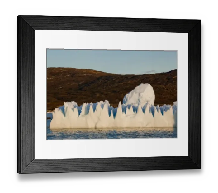 Framed Print : Greenland, Ilulissat, Setting midnight sun lights jagged floating iceberg near Eqip Framed Print : Greenland, Ilulissat, Setting midnight sun lights jagged floating iceberg near Eqip