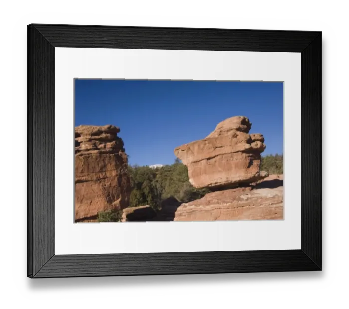 Framed Print : Balanced Rock Rock Formation and pikes peak, Garden of The Gods National Landmark Framed Print : Balanced Rock Rock Formation and pikes peak, Garden of The Gods National Landmark