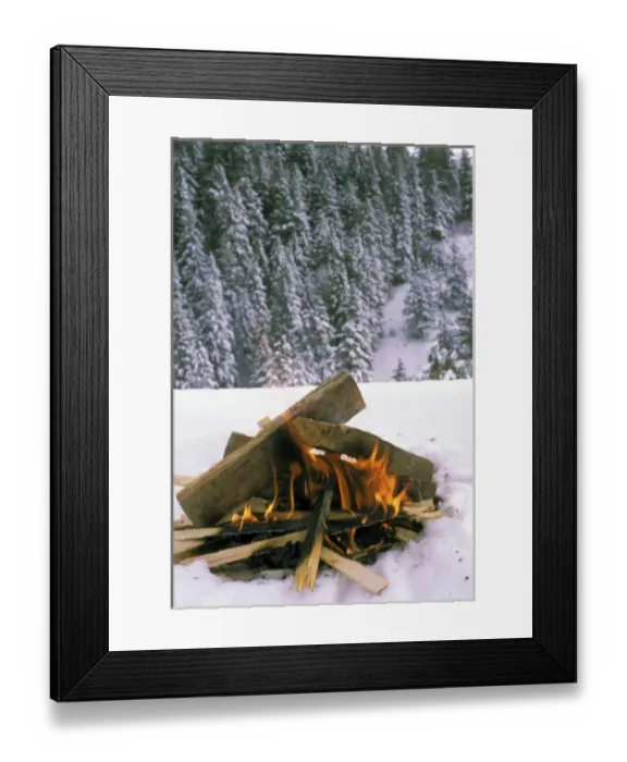 Framed Print : Campfire in snow Framed Print : Campfire in snow