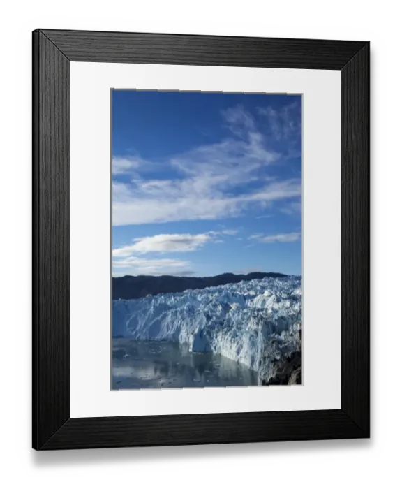 Framed Print : Greenland, Ilulissat, Blue ice face of Eqip Glacier along Disko Bay on summer afternoon Framed Print : Greenland, Ilulissat, Blue ice face of Eqip Glacier along Disko Bay on summer afternoon