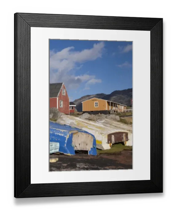 Framed Print : Greenland, Prince Christian Sound (aka Prins Christian Sund). Small remote fishing Framed Print : Greenland, Prince Christian Sound (aka Prins Christian Sund). Small remote fishing