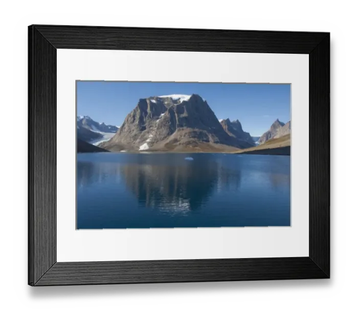 Framed Print : Greenland, Southeast coast, Skjoldungen Fjord. Receding glacier in scenic fjord Framed Print : Greenland, Southeast coast, Skjoldungen Fjord. Receding glacier in scenic fjord