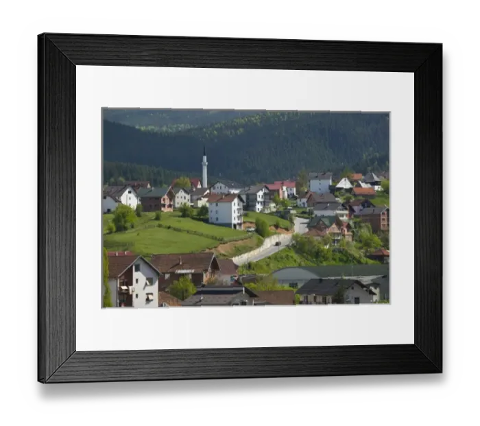 Framed Print : Montenegro, Rozaje. Alpine Ski Resort Town View  /  Springtime