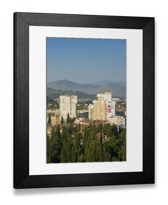Framed Print : Montenegro, Podgorica. Capital of Montenegro, Morning City View from Gorica Hill