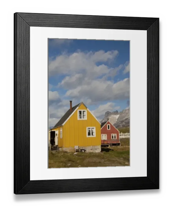 Framed Print : Greenland, Prince Christian Sound (aka Prins Christian Sund). Small remote fishing