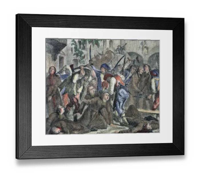 Framed Print : Historic. French Revolution (1789-1799). Clerics killing. Engraving (1900)