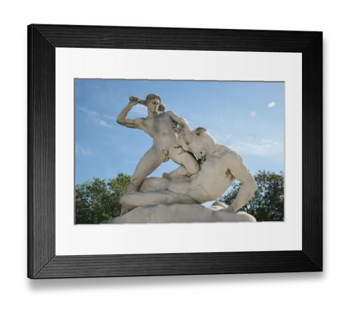 Framed Print : Classical Mythology. Theseus slaying Minotaur. Statue 19th century AD. The Garden of the Tuileries Framed Print : Classical Mythology. Theseus slaying Minotaur. Statue 19th century AD. The Garden of the Tuileries