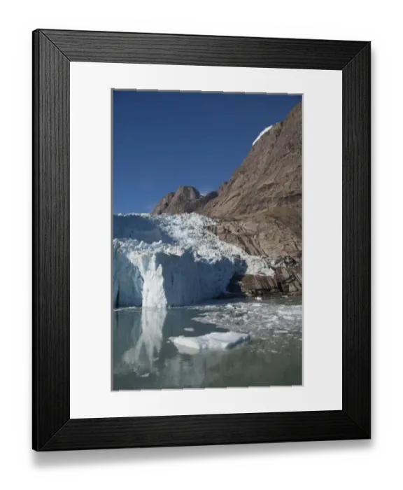 Framed Print : Greenland, Southeast coast, Skjoldungen Fjord. Receding glacier Framed Print : Greenland, Southeast coast, Skjoldungen Fjord. Receding glacier