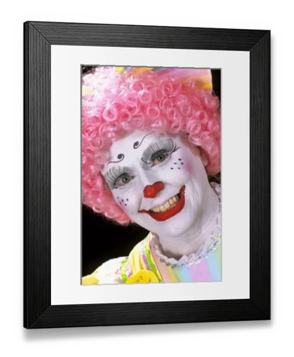 Framed Print : Portrait of a clown with makeup for a childrens show Framed Print : Portrait of a clown with makeup for a childrens show