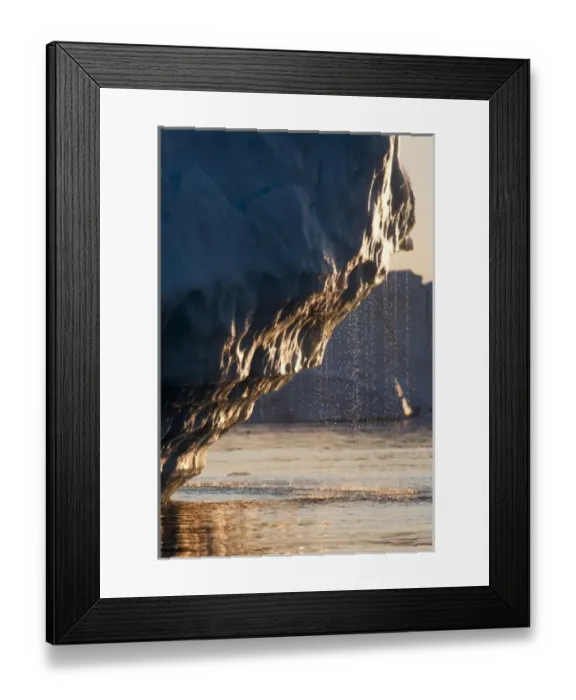 Framed Print : Greeland. Greenland, Ilulissat, Midnight sun lights water streaming Framed Print : Greeland. Greenland, Ilulissat, Midnight sun lights water streaming