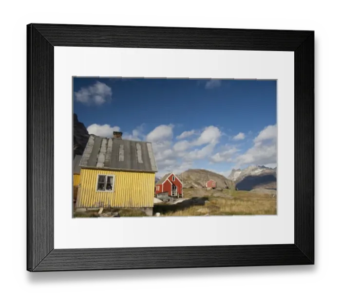 Framed Print : Greenland, Prince Christian Sound (aka Prins Christian Sund). Small remote fishing Framed Print : Greenland, Prince Christian Sound (aka Prins Christian Sund). Small remote fishing