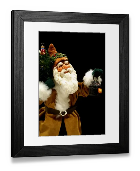 Framed Print : Holiday Still Life. Simpich Caracter Doll Woodland Santa. Property Released