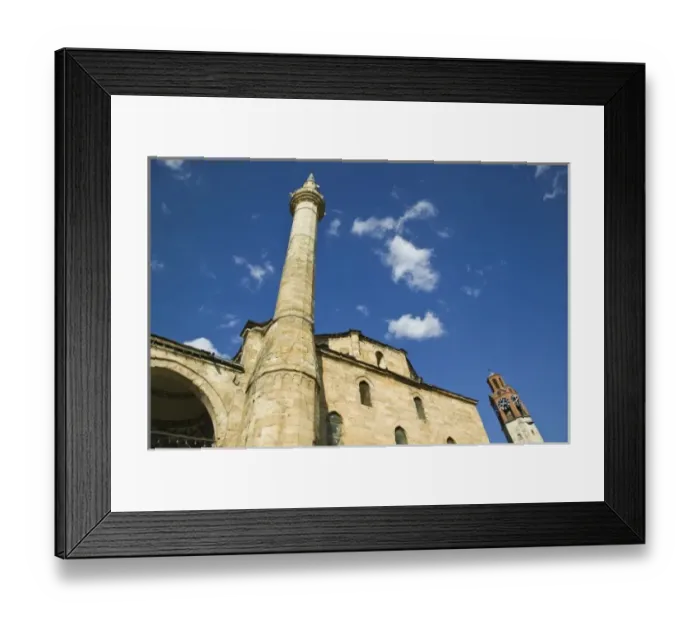 Framed Print : KOSOVO, Prishtina. Exterior of the Jashar Pasha Mosque and Turkish Quarter Clock Tower Framed Print : KOSOVO, Prishtina. Exterior of the Jashar Pasha Mosque and Turkish Quarter Clock Tower