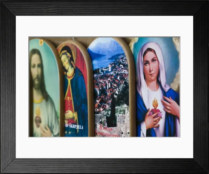 Framed Print : Montenegro, Kotor. Religious Medals and view of Kotor Framed Print : Montenegro, Kotor. Religious Medals and view of Kotor