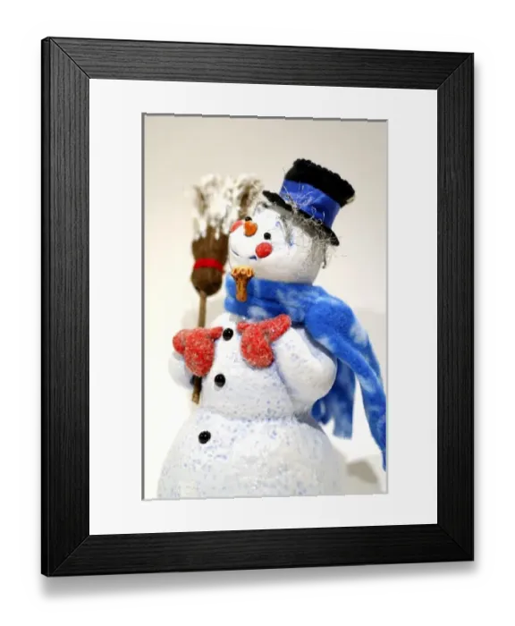 Framed Print : Holiday Still Life, Simpich Caracter Doll Burr Tholomew the Snowman. Property Released