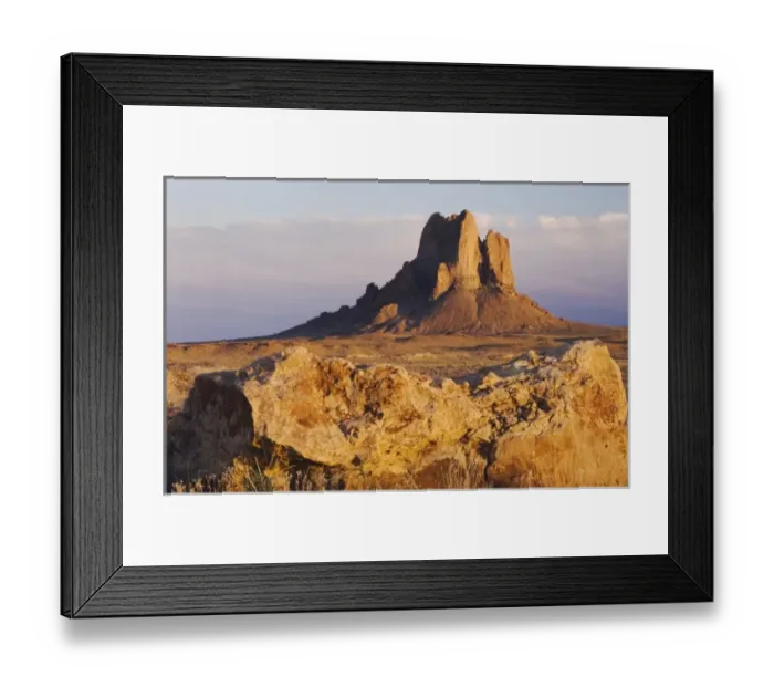 Framed Print : Rocks at sunset, Shiprock, Navajo Indian Reserve, New Mexico, USA, September