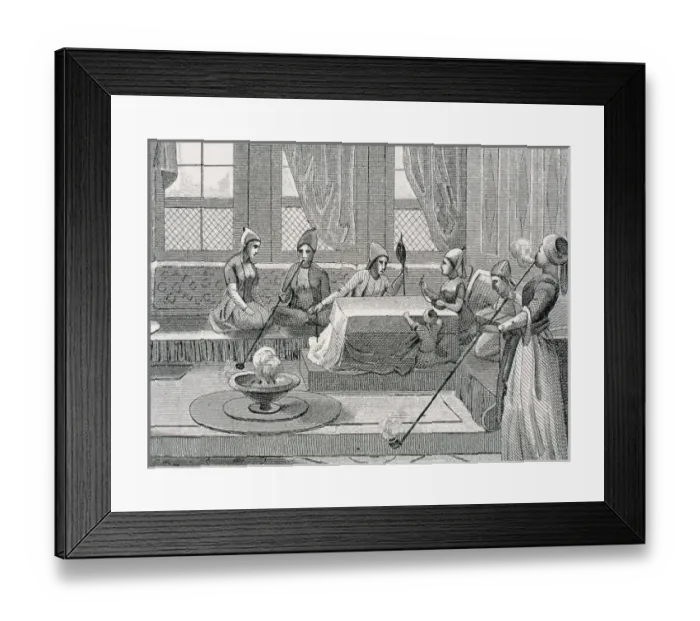 Framed Print : Turkey. Ottoman Empire. Interior of a cafeteria where courtiers gathered to smoke the chibouk Framed Print : Turkey. Ottoman Empire. Interior of a cafeteria where courtiers gathered to smoke the chibouk