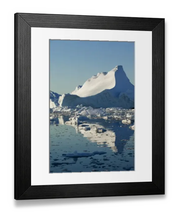 Framed Print : Greenland, Ilulissat, Massive icebergs from Jakobshavn Glacier reflected in Disko