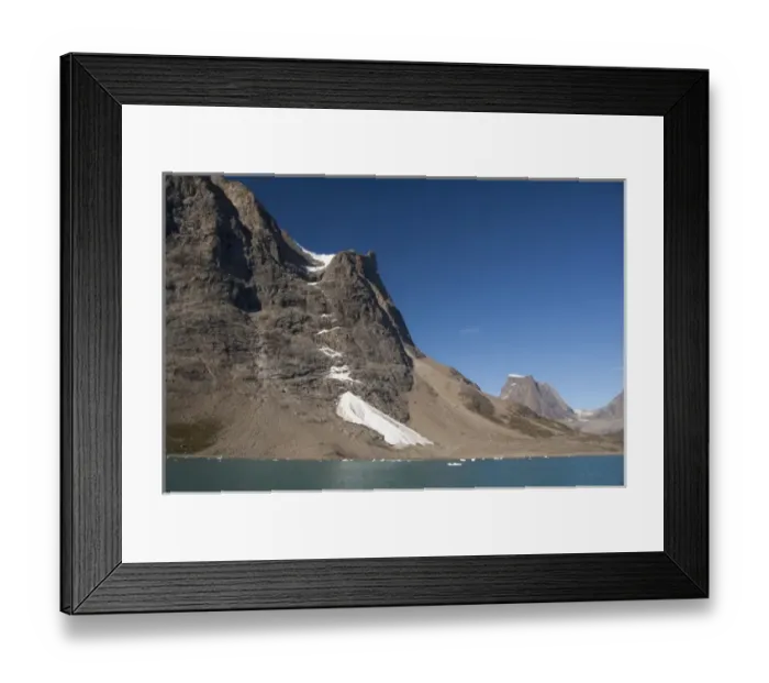 Framed Print : Greenland, Southeast coast, Skjoldungen Fjord. Receding glacier in scenic fjord Framed Print : Greenland, Southeast coast, Skjoldungen Fjord. Receding glacier in scenic fjord