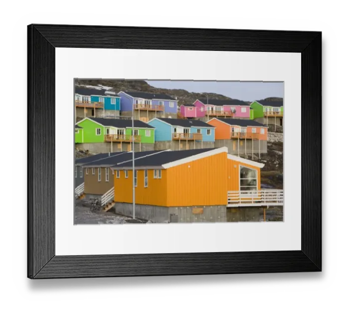 Framed Print : Greeland. Colorful houses built on rocks, Illulissat, Greenland Framed Print : Greeland. Colorful houses built on rocks, Illulissat, Greenland