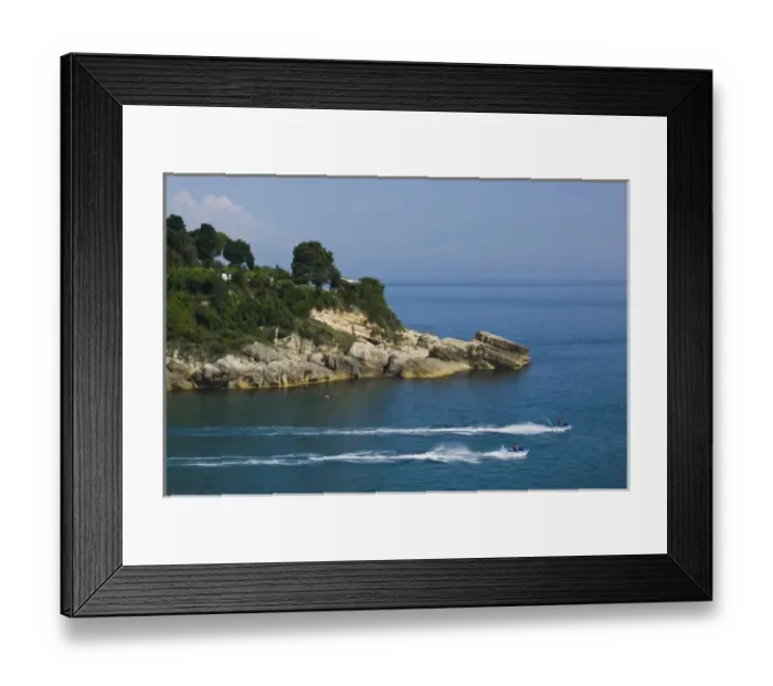 Framed Print : Montenegro, Ulcinj. Personal Water Craft  /  Ulcinj Harbor