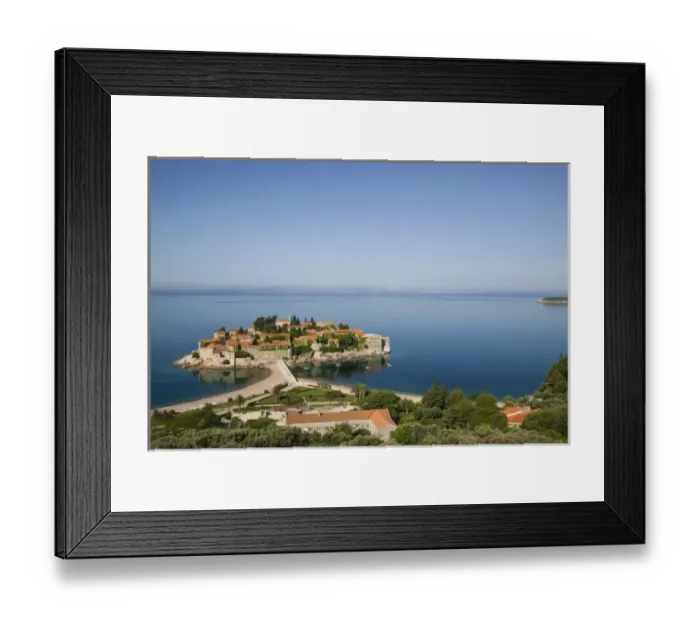Framed Print : Montenegro, Sveti Stefan. Coastal Montenegran Resort Island