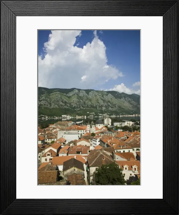 Framed Print : MONTENEGRO, Kotor. Old Town Aerial View from Mountainside Fortifications Framed Print : MONTENEGRO, Kotor. Old Town Aerial View from Mountainside Fortifications