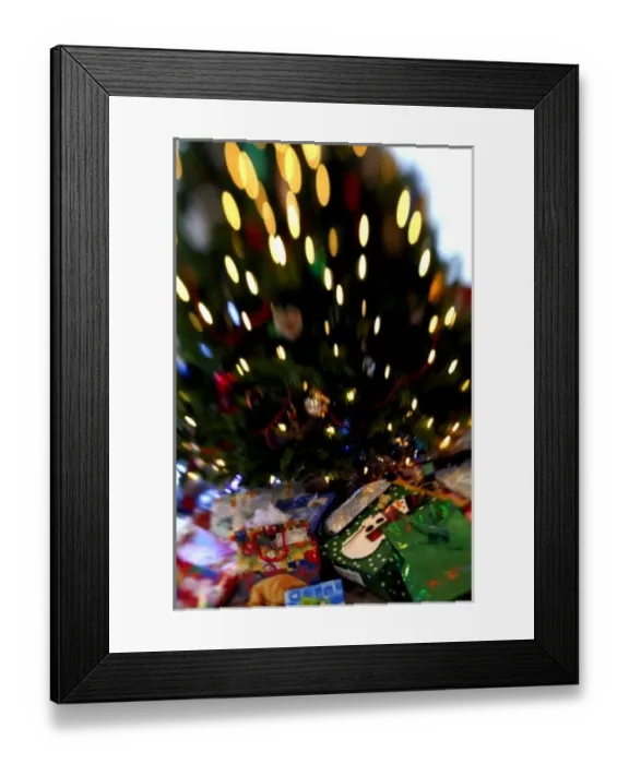 Framed Print : Holiday still life. Christmas tree, blur. Property released Framed Print : Holiday still life. Christmas tree, blur. Property released