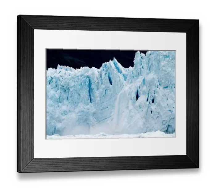 Framed Print : Greenland, Ilulissat, Massive icebergs calving from collapsing Eqip Glacier into Framed Print : Greenland, Ilulissat, Massive icebergs calving from collapsing Eqip Glacier into