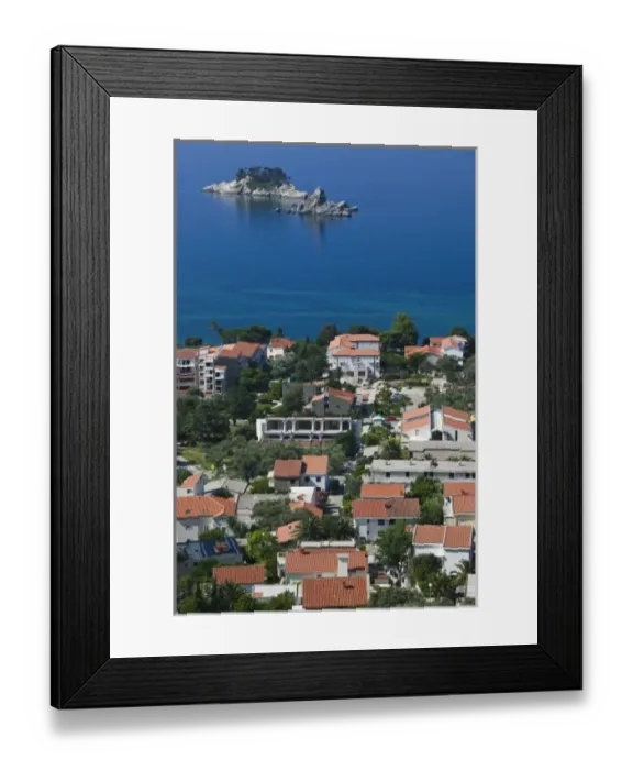 Framed Print : Montenegro, Petrovac. Overview of Coastal Resort Town Framed Print : Montenegro, Petrovac. Overview of Coastal Resort Town