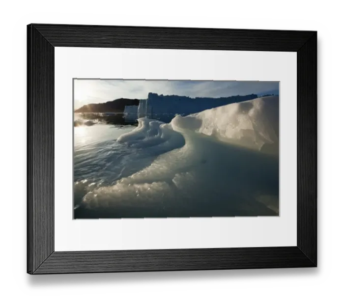 Framed Print : Greenland, Ilulissat, Icebergs near face of Eqip Glacier along Disko Bay lit by midnight Framed Print : Greenland, Ilulissat, Icebergs near face of Eqip Glacier along Disko Bay lit by midnight
